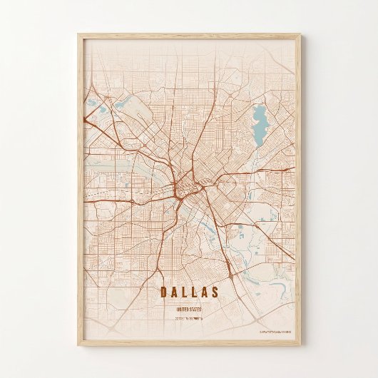 Dallas Map Print Texas Poster Wall Art Gift ポスター