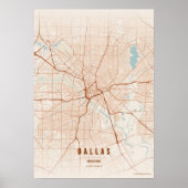 Dallas Map Print Texas Poster Wall Art Gift ポスター (正面)
