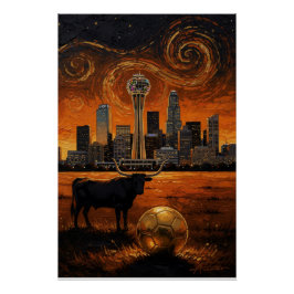 Dallas Skyline Longhorn World Cup 2026 Soccer  ポスター