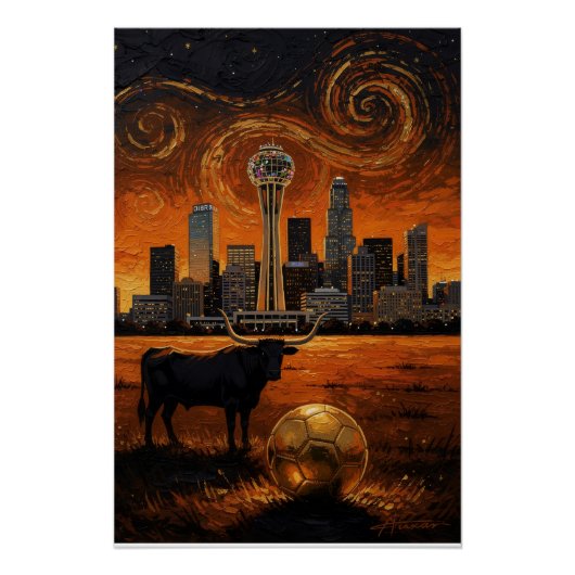 Dallas Skyline Longhorn World Cup 2026 Soccer  ポスター (正面)