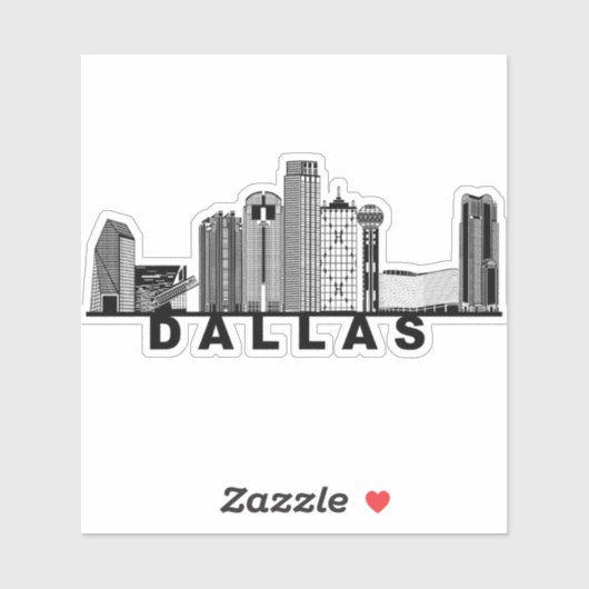 Dallas Skyline Silhouette  シール (シート)