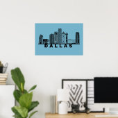 Dallas Skyline Silhouette  ポスター (ホームオフィス)