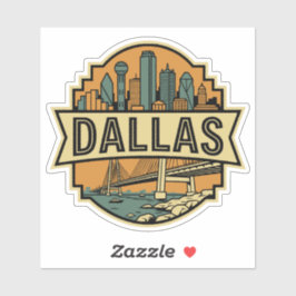 Dallas Skyline Texas Travel Retro Badge  シール