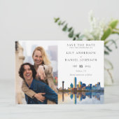 Dallas Skyline Watercolor Photo Wedding セーブザデート (スタンド正面)