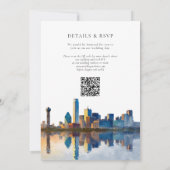 Dallas Skyline Watercolor QR Code Wedding 招待状 (裏面)