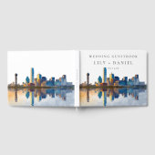 Dallas Skyline Watercolor Wedding ゲストブック (全面)