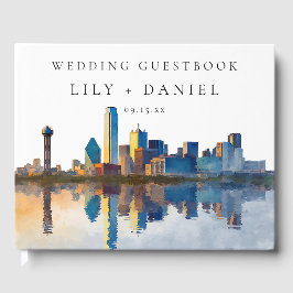 Dallas Skyline Watercolor Wedding ゲストブック