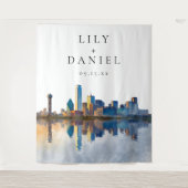 Dallas Skyline Wedding Photo Backdrop タペストリー (正面)