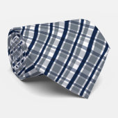 Dallas Sports Fan Silver Navy Blue Plaid Striped ネクタイ (ロール)