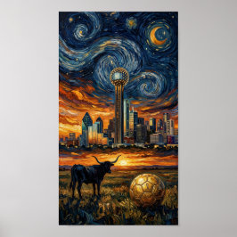 Dallas Starry Night Skyline ワールドカップ 2026 サッカー ポスター