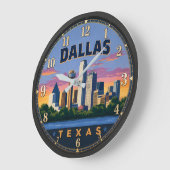 Dallas Texas ラージ壁時計 (傾斜)