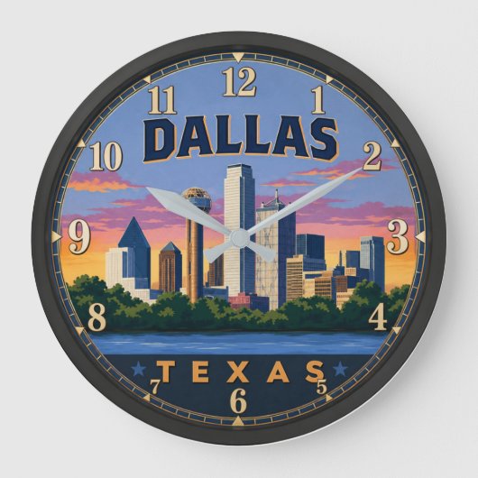 Dallas Texas ラージ壁時計 (正面)