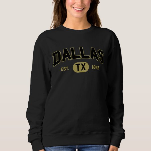 Dallas Texas Black&Gold Graphic スウェットシャツ (正面)