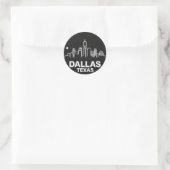 Dallas Texas Skyline Black and White Cityscape ラウンドシール (バッグ)