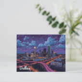 Dallas Texas Skyline City Art ポストカード (スタンド正面)