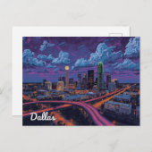 Dallas Texas Skyline City Art ポストカード (正面/裏面)