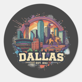 Dallas Texas T-Shirt | Lone Star State City Pride ラウンドシール