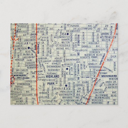 DALLAS, TXヴィンテージマップポストカード ポストカード (正面)