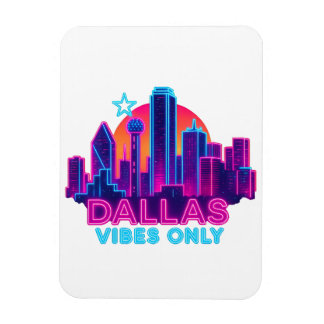 Dallas Vibes Only – Neon Skyline 1980s Synthwave A マグネット