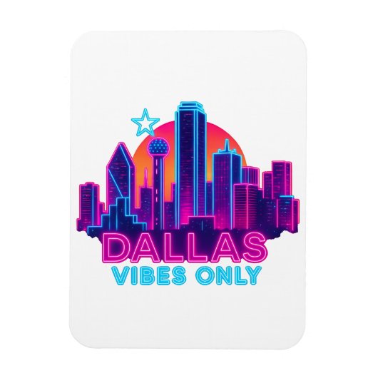 Dallas Vibes Only – Neon Skyline 1980s Synthwave A マグネット (縦)