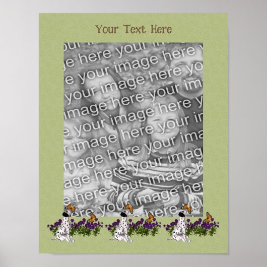 Dalmatian子犬の蝶フレームあなたの写真を追加 ポスター (正面)