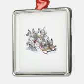 Dalmatian子犬のSledding メタルオーナメント (左)