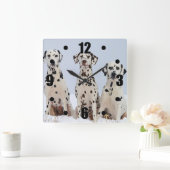 Dalmatian家族のポートレート スクエア壁時計 (ホーム)
