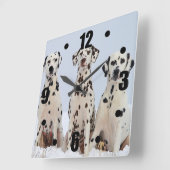 Dalmatian家族のポートレート スクエア壁時計 (傾斜)