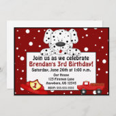 Dalmatian消防士の誕生日の招待状 招待状 (正面/裏面)