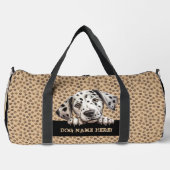 Dalmatian犬の名前または名前の追加 ダッフルバッグ (正面)