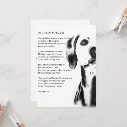 Dalmatian犬の慰める人の詩歌の挨拶状 カード (正面/裏面インサイチュ)