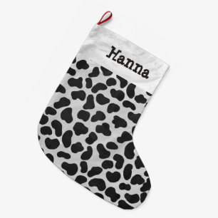 Dalmatian白黒プリント ラージクリスマスストッキング