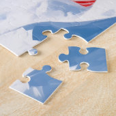 Dalmatian走 Christmas Hatと雪の中 ジグソーパズル (側面)