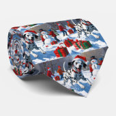 Dalmatian走 Christmas Hatと雪の中 ネクタイ (ロール)