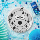 dalmatian黒い円形の漫画 ペーパープレート (パーティー)