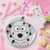 dalmatian黒い円形の漫画 ペーパープレート (パーティー)