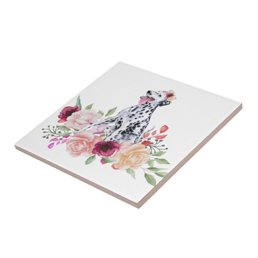 Dalmatian 遊's in Flowers Ceramic Tile タイル (側面)