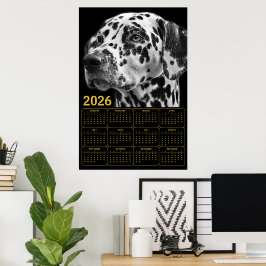 Dalmatian 2026 Calendar – Black & White Elegance ポスター