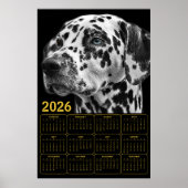 Dalmatian 2026 Calendar – Black & White Elegance ポスター (正面)