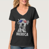 Dalmatian 4th of July Merica Men American Flag Sun Tシャツ (正面)