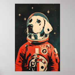 Dalmatian Astronaut Poster, Dalmatian Retro Print ポスター