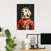 Dalmatian Astronaut Poster, Dalmatian Retro Print ポスター (ホームオフィス)