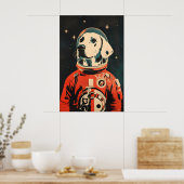 Dalmatian Astronaut Poster, Dalmatian Retro Print ポスター (キッチン)