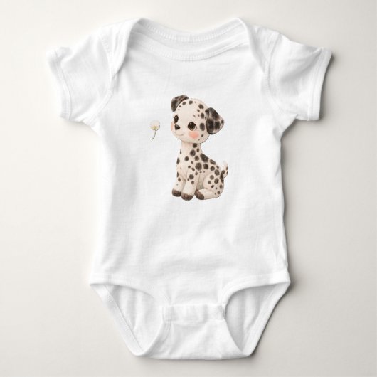 Dalmatian Baby Bodysuit – Cute Spotted Puppy 🐶 ベビーボディスーツ (正面)