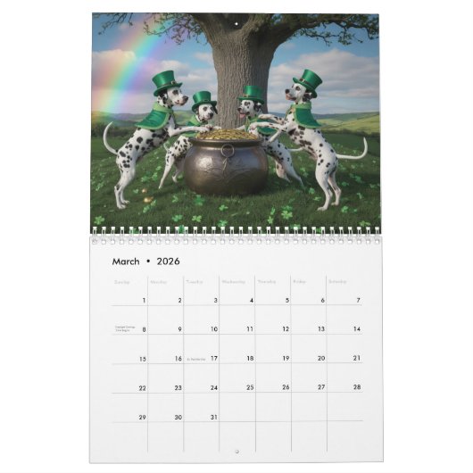 Dalmatian Calendar カレンダー (3月 2026)