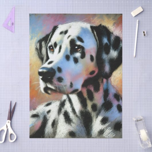 Dalmatian Chalk Pastel Dog Black White Decoupage  薄葉紙 (クラフト)