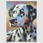 Dalmatian Chalk Pastel Dog Black White Decoupage  薄葉紙 (正面)