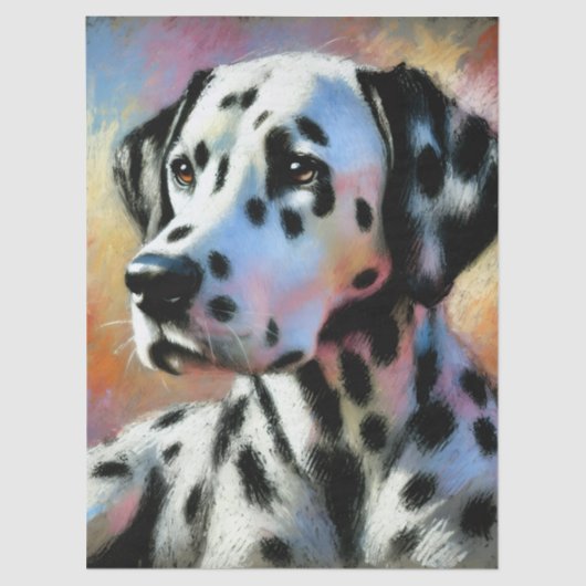 Dalmatian Chalk Pastel Dog Black White Decoupage  薄葉紙 (正面)