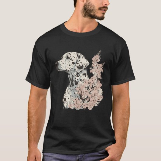 Dalmatian Cherry Blossom Dog Breed Japanese Sakura Tシャツ (正面)