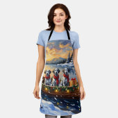 Dalmatian Christmas Boat Holiday エプロン (着用した状態)